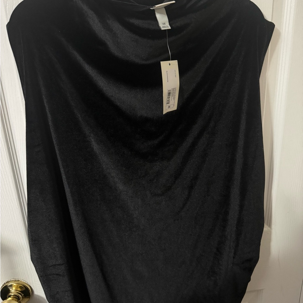 a new day Black Shimmery Drape Top